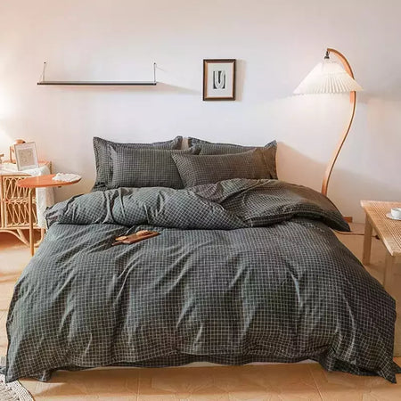 Preto branco pequenos verifica impresso conjunto de cama floral capa edredão fronha conjunto cama folha colcha único rainha rei tamanho