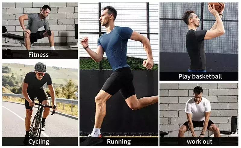 Camiseta masculina de compressão manga curta, blusa de mma, camiseta de caveira, blusa respirável para musculação, preta, verão
