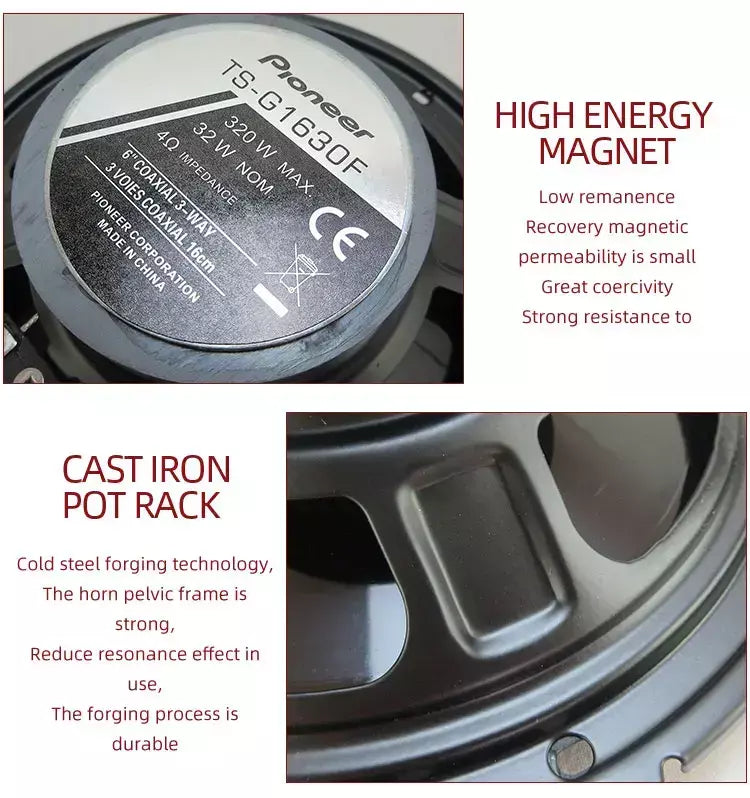 6 polegadas 640W (2 * 320W) 3Way Universal Car Coaxial Auto Música Estéreo Full Range Frequency Hifi Speakers Instalação não destrutiva