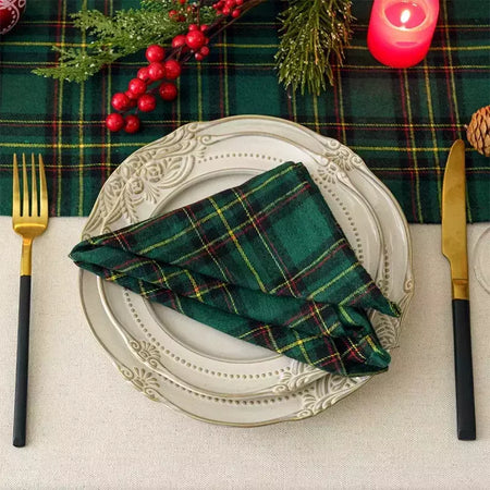 Classic Scottish Tartan Plaid Cloth Guardanapos, casa, hotel, decoração de mesa de jantar, Natal, 40x40cm, 4pcs por conjunto, 2023
