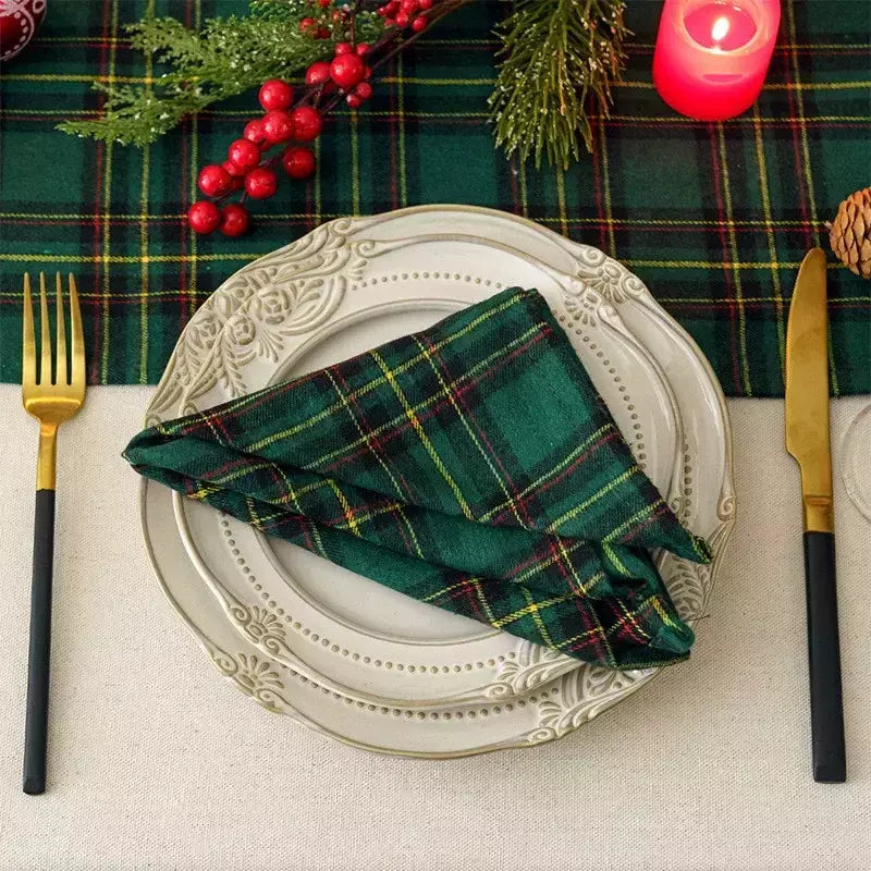 Classic Scottish Tartan Plaid Cloth Guardanapos, casa, hotel, decoração de mesa de jantar, Natal, 40x40cm, 4pcs por conjunto, 2023