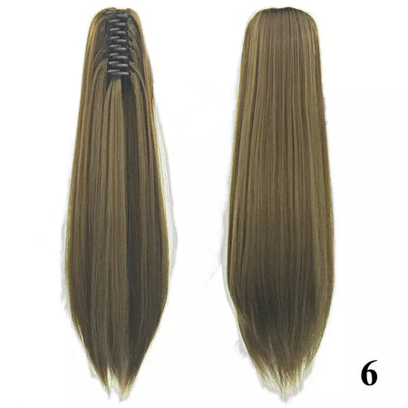 Longo reto sintético rosa ombre extensão do cabelo peruca garra rabo de cavalo pônei fada cauda falso peças de cabelo clipe na peruca