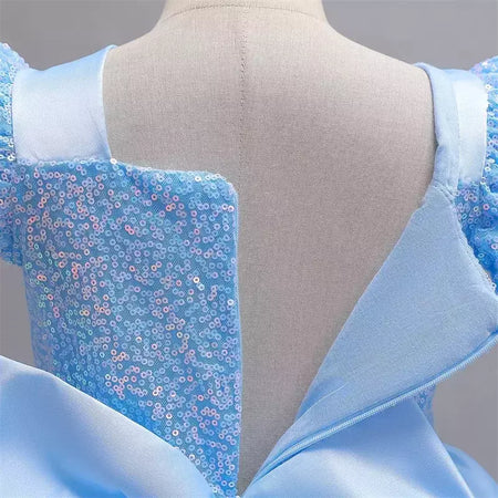 Cinderela cosplay traje crianças roupas para meninas lantejoulas vestido de princesa com luvas de coroa festa de aniversário vestido de baile 3-10 anos