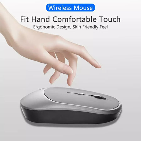 Mouse para jogos sem fio 2.4Gh, modos duplos, Bluetooth, consumo de energia ultrabaixo, compatível com PC, Mac, computadores, laptops, mudo
