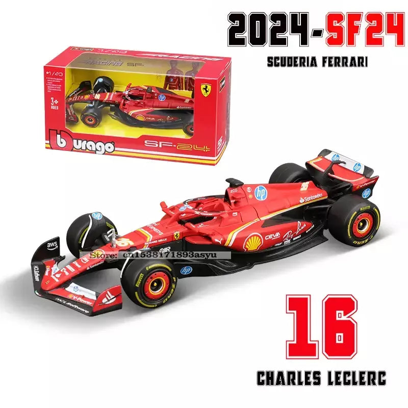 Bburago 1:43 2024 2023 F1 Scuderia Ferrari SF24 SF23 # 16 lecler # 55 sainz jr liga carro de luxo fundido modelo de carro série de brinquedos