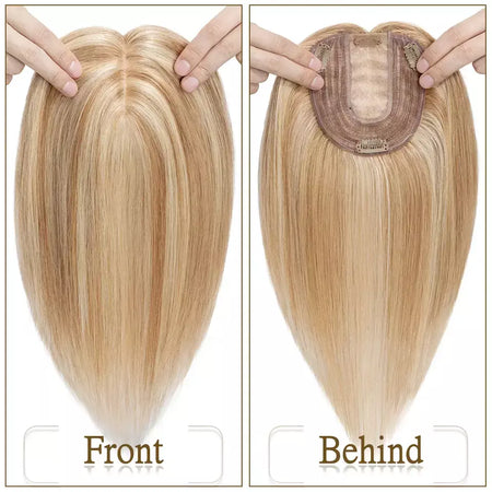 S-noilite 10x12cm toppers de cabelo em linha reta 3.5x9cm base de seda perucas de cabelo clipe em extensões de cabelo marrom cabelo humano para mulher