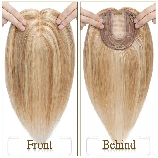 S-noilite 10x12cm toppers de cabelo em linha reta 3.5x9cm base de seda perucas de cabelo clipe em extensões de cabelo marrom cabelo humano para mulher