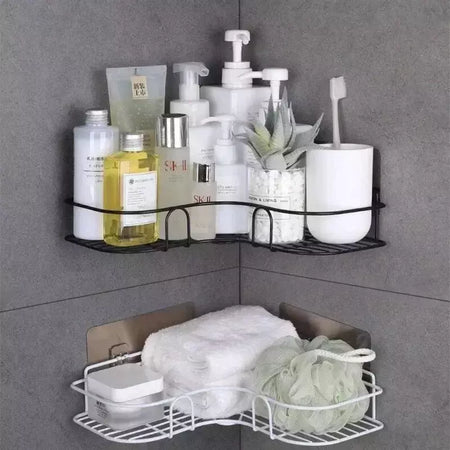Prateleira De Banheiro De Parede, Prateleiras De Armazenamento De Canto, Suporte Do Shampoo, Rack Cosmético, Cesta De Dreno De Chuveiro De Ferro, Organizador Do Banheiro