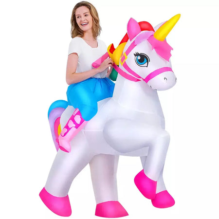Vestuário colorido unicórnio animal trajes infláveis terno anime purim halloween carnaval festa cosplay traje para crianças adultas