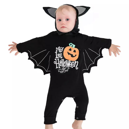 Umorden 2 pçs/set unissex morcego preto traje do bebê meninas meninos meu primeiro roupa de halloween algodão 3-6m 6-12m 12-18m 18-24m