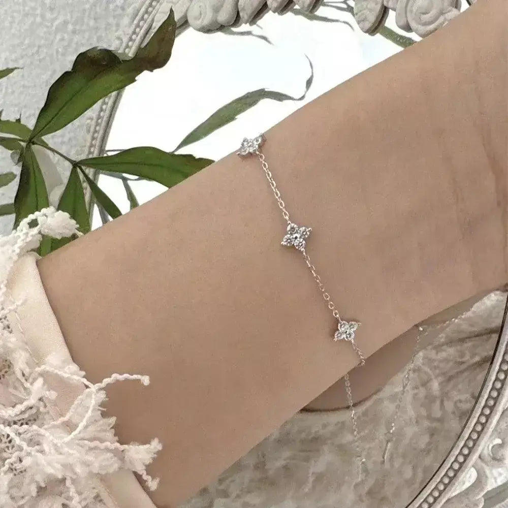 Novo aço inoxidável zircão colares para mulheres 18k banhado a ouro quatro folhas grama colar corrente colar de luxo jóias presente