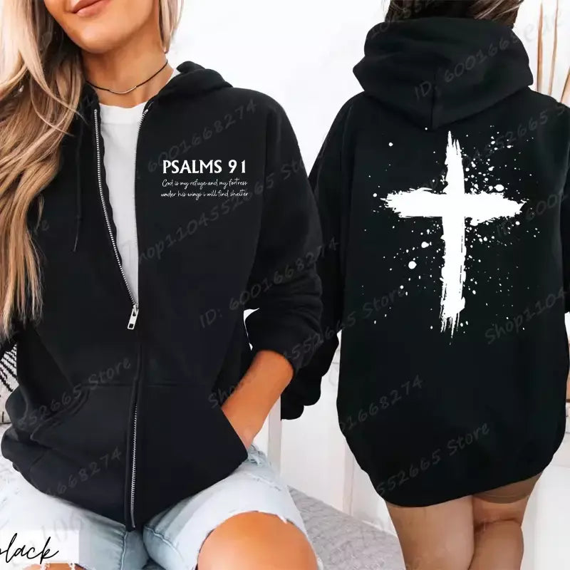 Mulheres zíper hoodies eu sou um deus criança carta impressão hoodies engraçado cristão moletom com capuz pulôver orar o senhor moletom casacos