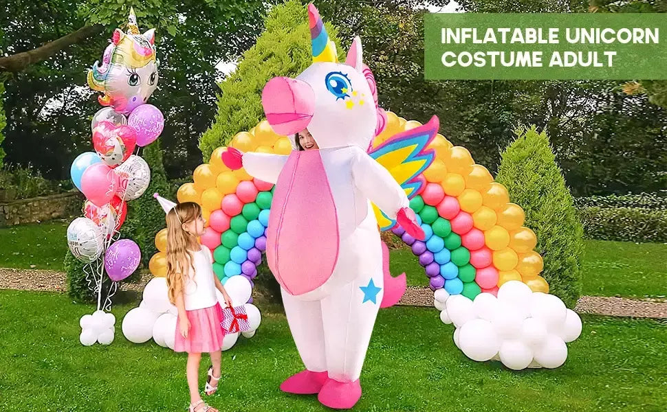 Vestuário colorido unicórnio animal trajes infláveis terno anime purim halloween carnaval festa cosplay traje para crianças adultas