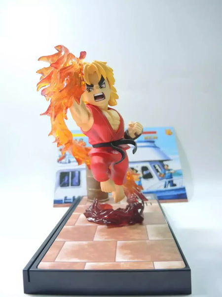 Street Fighter Ken Masters Figuras de ação Shouryuukenn Ken Chun-Li Estátua com luz modelo colecionável decoração brinquedo presentes