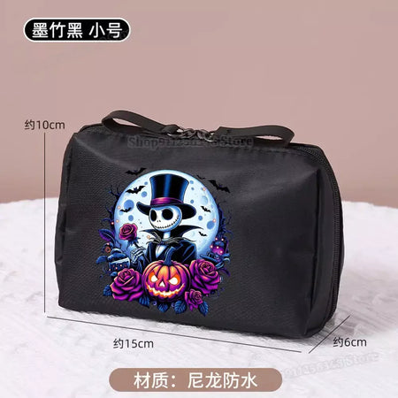 O pesadelo antes do natal saco de maquiagem figura dos desenhos animados jack skellington bolsa sacos cosméticos disney compõem casos organizadores