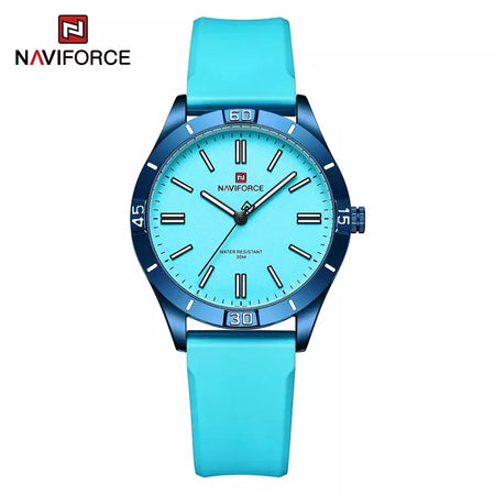 Naviforce relógio de pulso feminino simples, pulseira de silicone impermeável, novo design, moda, para senhoras, 2024