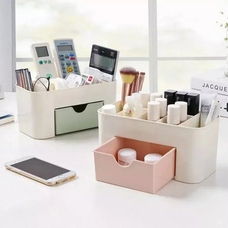 Desktop dupla camada organizadores de maquiagem caixa de armazenamento gavetas cosméticos caixa de exibição de jóias caso recipiente caixas organizador novo