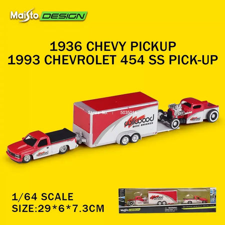Maisto 1:64 1993 Chevrolet 454 SS PICK UP Fabricação de fundição de transporte Modelo de reboque Modelo de simulação Coleção de carros em liga