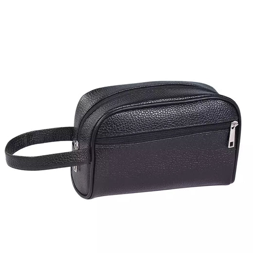 Bolsa de pulseira de couro PU vintage para homens e mulheres, cor pura, pequena, para armazenamento de celulares