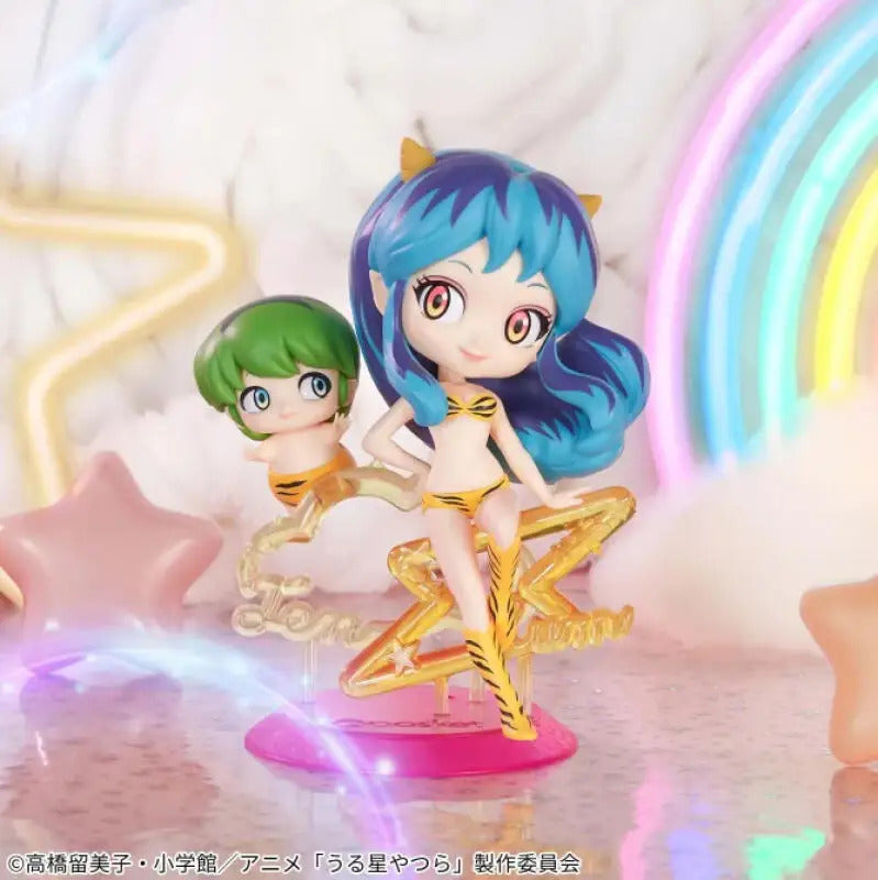Em estoque Bandai Original Urusei Yatsura ver. -Q posket juntos-LUM & TEN Anime Figuras Modelo Cerca 14/6 cm Coleções Modelo brinquedos