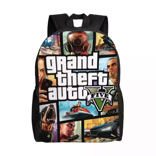Jogo de aventura Grand Theft Auto Mochila de Viagem para Homens e Mulheres, Mochila Escolar para Laptop, Mochila Estudantil Universitária GTA