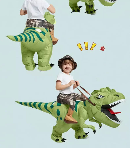 Ride-on traje de dinossauro inflável adequado para festa de halloween ao ar livre atividades pai-filho jogo de rastreamento crianças mascote