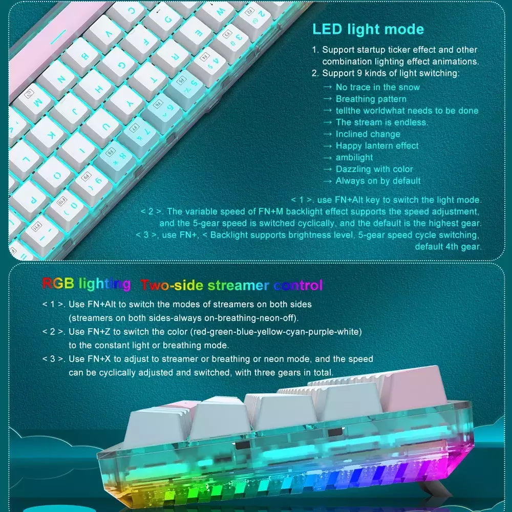 E-YOOSO Z11T USB com fio, teclado de jogos mecânico, azul, vermelho, chave 61 teclas, gamer, russo, brasileiro, português para computador portátil