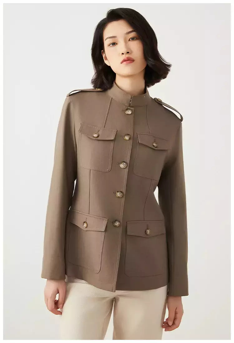 Jaqueta de lã australiana feminina, roupa luxuosa, casacos femininos, roupa de alta qualidade, K2540W, 50%