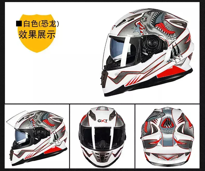 Gxt palhaço rosto cheio capacete da motocicleta lente solar interna motocross casco moto leve segurança bicicleta de rua equitação rápida casque moto