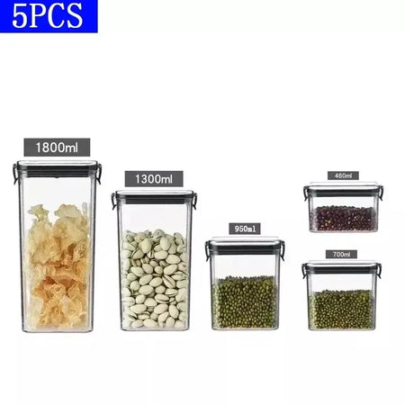 Conjuntos de cozinha empilháveis selados, 460-1800ml, caixa de plástico para armazenamento de alimentos, garrafa multigrãos, frutas secas, chá, recipientes de armazenamento