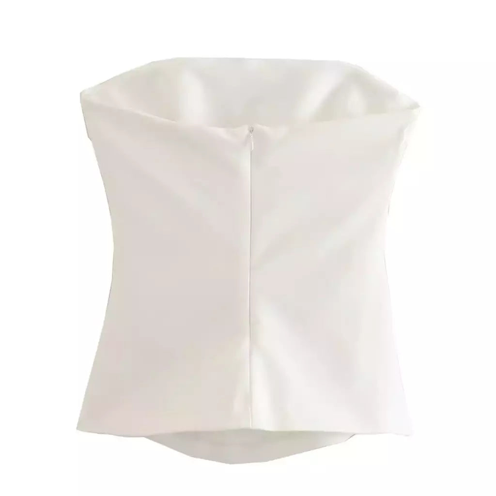 TRAF-Blusa sem mangas sem alças para mulheres, tops femininos, zíper traseiro, roupas de rua, tanque chique, moda verão, nova