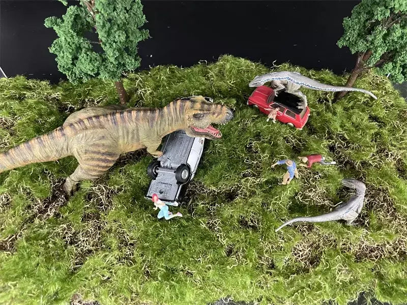 Resina Modelo do Mundo Jurássico, Parque dos Dinossauros, Ranger Homem, Mulher e Criança Figuras, Diecast Alloy Car, Cena em Miniatura Dioramas, Escala 1:64