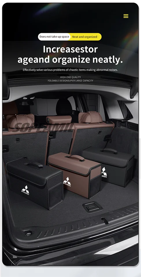 Caixa organizadora de porta-malas de carro, caixa traseira, armazenamento de arrumação, para mitsubishi outlander pajero asx colt lancer l200 triton ralliart