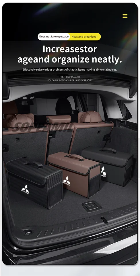 Caixa organizadora de porta-malas de carro, caixa traseira, armazenamento de arrumação, para mitsubishi outlander pajero asx colt lancer l200 triton ralliart