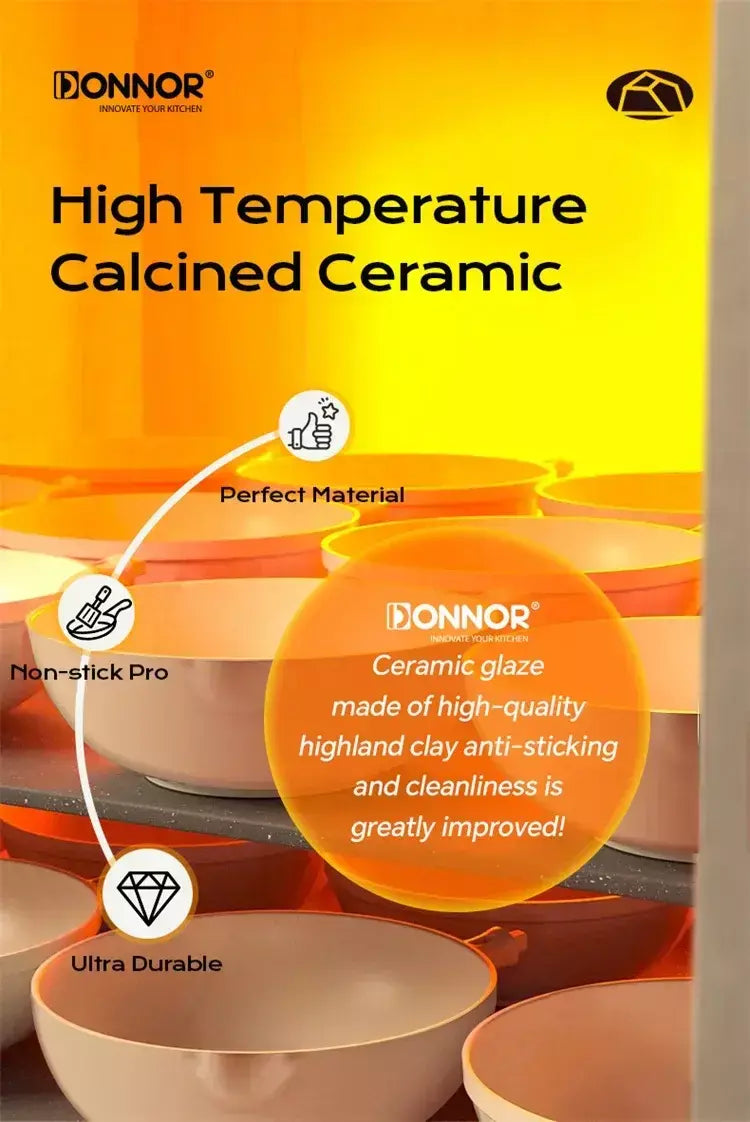 Donnor cerâmica não revestida antiaderente pan 0 panela de sopa de flúor frigideira fogão de indução pote universal cozinha cozinhar ferramentas