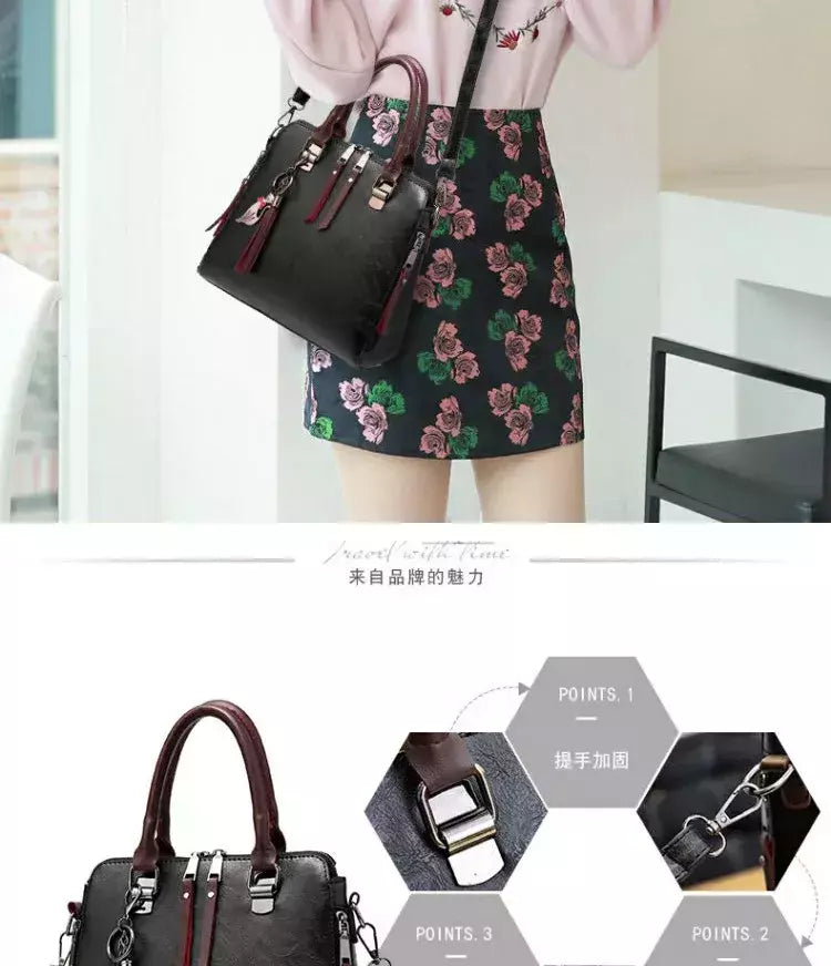 Bolsa de Ombro de Couro Retro para Mulheres, Bolsa Crossbody Messenger, Grande Capacidade, Bolsa Feminina, Designer de Luxo, Alta Qualidade