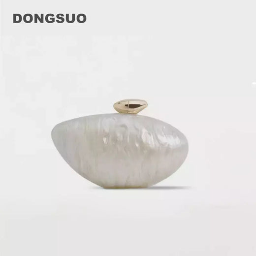 Saco de embreagem em forma de ovo acrílico para mulheres, bolsa de festa à noite, bolsa fofa, bolsa Rose Shell, designer de alta qualidade, nova