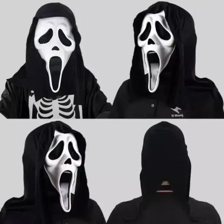 Látex grito ghostface máscara horror cabeça cheia máscara brincadeira cosplay traje filme assustador ghostface adereços decoração de casa fontes de festa