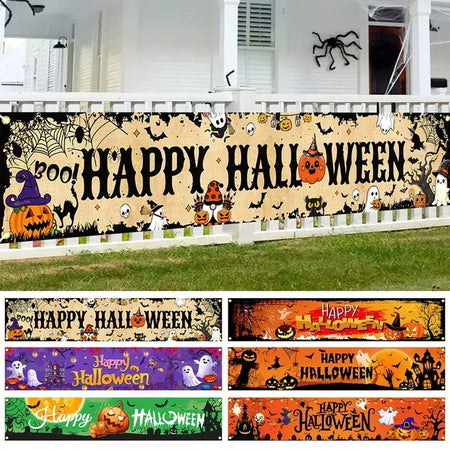 Fantasma halloween abóbora banner retro festa de halloween sinais banner decorações cerca quintal varanda sinal ao ar livre decorações terror