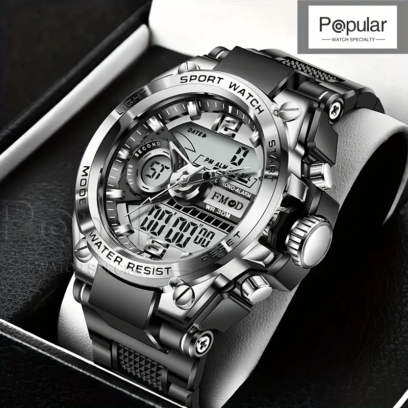 Relógio de pulso militar de aço digital masculino led relógio de quartzo relógio esportivo masculino grandes relógios masculinos