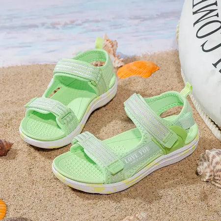 Sandálias de verão para meninas, sandálias esportivas ao ar livre, sapatos de praia casuais, confortáveis, antiderrapantes, moda, tamanho 40