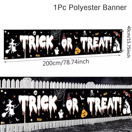 Fantasma halloween abóbora banner retro festa de halloween sinais banner decorações cerca quintal varanda sinal ao ar livre decorações terror