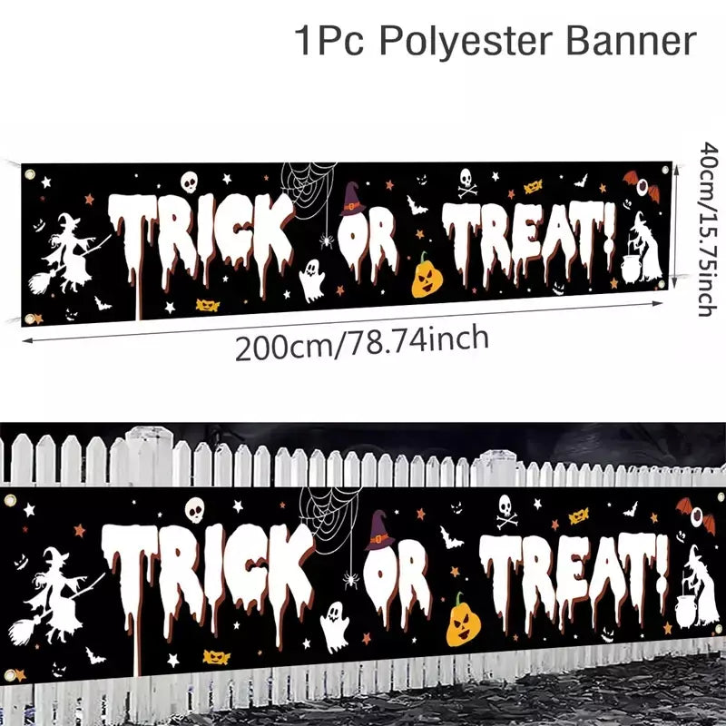 Fantasma halloween abóbora banner retro festa de halloween sinais banner decorações cerca quintal varanda sinal ao ar livre decorações terror