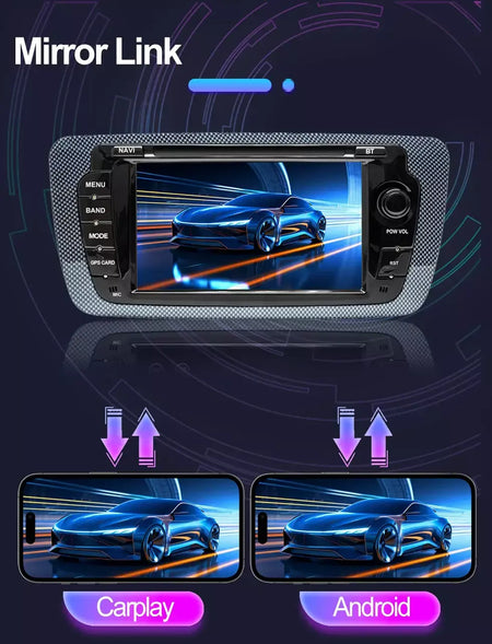 Rádio automotivo sem fio carplay android auto para seat ibiza 6j 2009 - 2013 4g wifi multimídia navegação gps 2din 7 "unidade principal estéreo