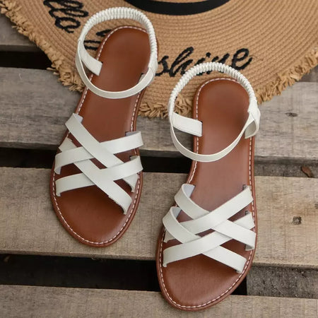 Sapatos para mulher 2025 verão novas sandálias planas femininas inferior sandálias de cinta romana com solas de borracha antiderrapante senhoras diariamente sandalia