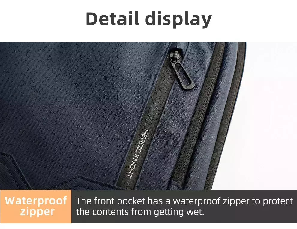 Mochila HK Slim para Homens, Sacos de Laptop, Impermeável, Minimalista, Negócios, Carregamento USB, Casual, Viagem, Trabalho, 15,6";;VERDADEIRO;;"8228-Black