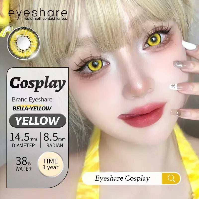 Eyeshare 1 par cosplay lentes de contato coloridas brancas lentes de contato vermelhas anime lentes de olho preto halloween beleza maquiagem lentes