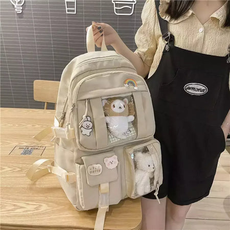 Impermeável Multifuncional Nylon Mochila, Grande Capacidade Saco De Escola, Teenage Book Bag, Travel Bag, Adolescente