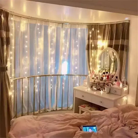Natal usb cortina corda luzes de fadas 8 modo 6/3m led guirlanda remoto para festa jardim casa decoração casamento ano novo 2025