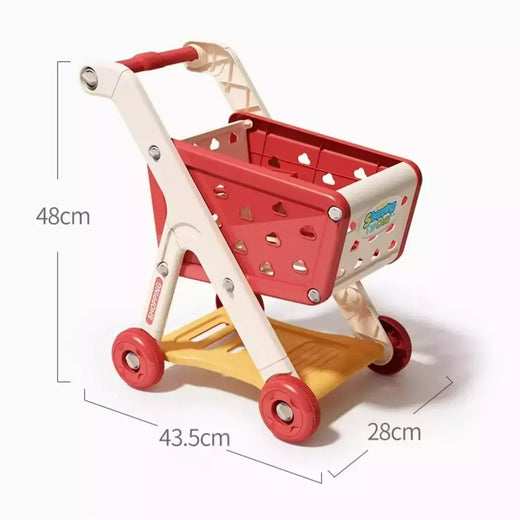 Grande carrinho de compras de supermercado para crianças, carrinho para crianças, brinquedos Push Car, simulação de frutas, comida, presentes de aniversário, novo